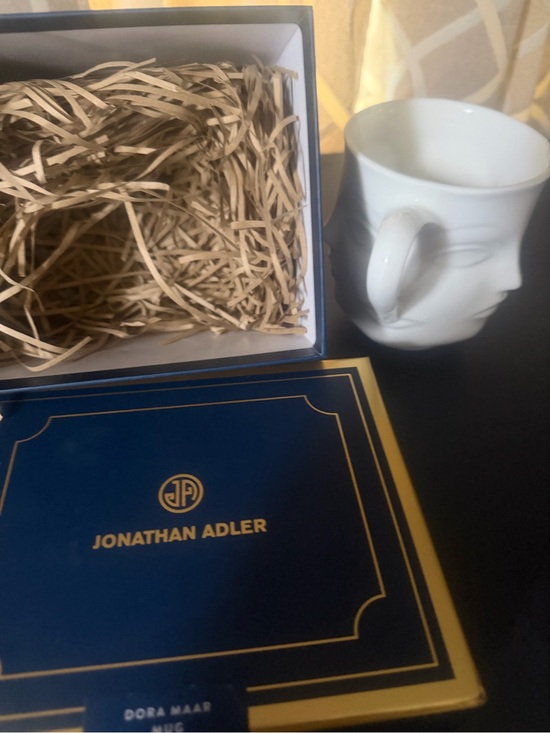 Jonathan Adler Other - Jonathan Adler White Sculptural Face Mug with Navy Gold Box